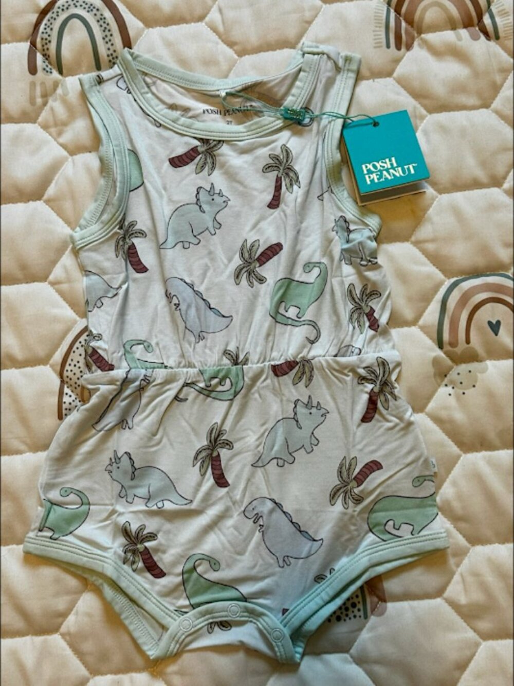 Posh Peanut Dino Varsity Romper 2t
